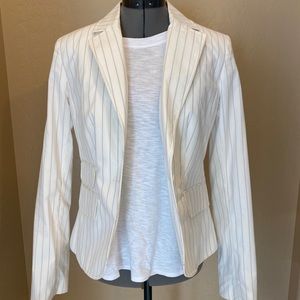 Ann Taylor Fitted Blazer White with Navy